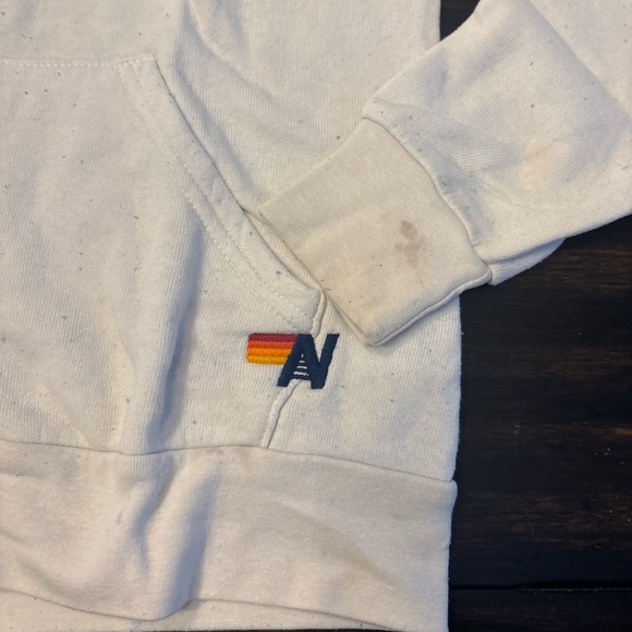 Unisex Aviator Nation Signature White Hoodie with Rainbow Stripes - size small - Picture 4 of 9